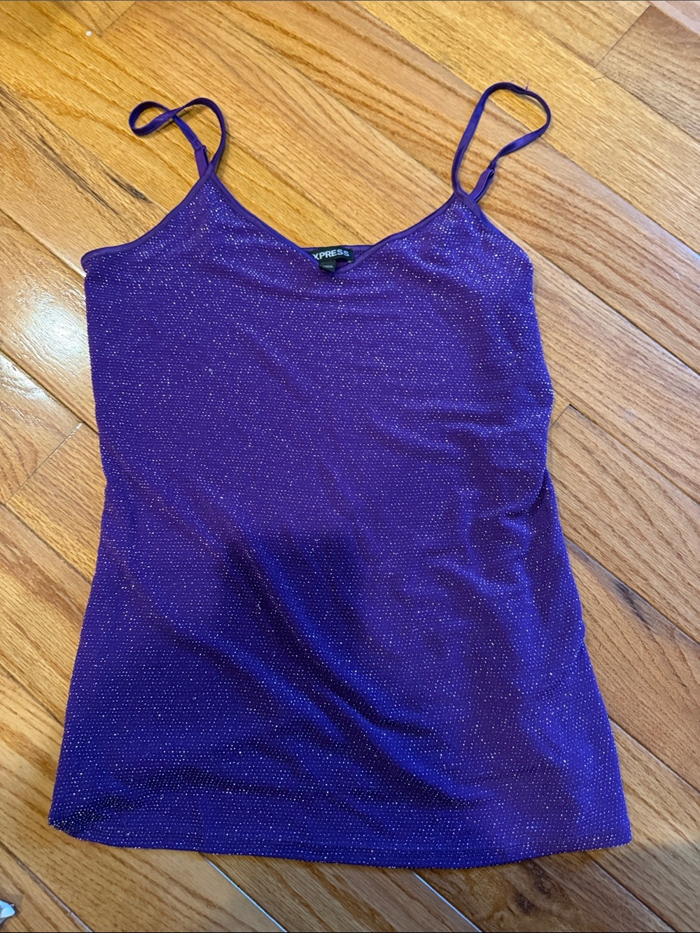 Express Shimmery Deep Purple Spaghetti Strap Cami